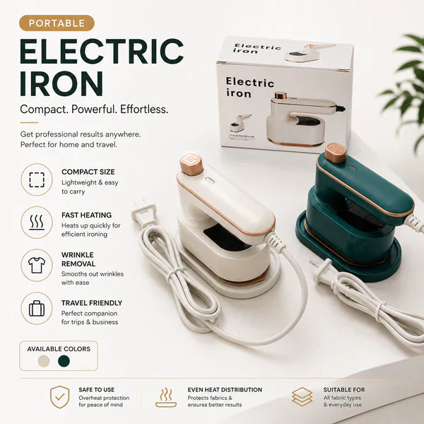 Foldable Portable Electric Iron – Compact Travel Steam Iron for Quick Wrinkle Removal