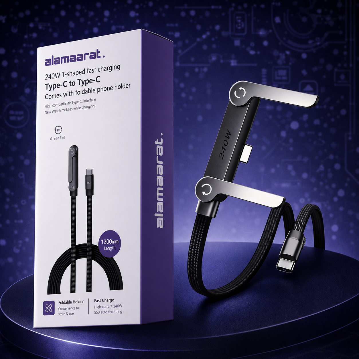 Fast Charging Foldable Phone Holder Cable